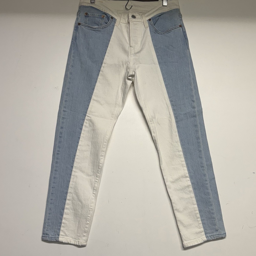 Levis 501 T Two Tone Panelled Tapered Jeans White Blue W27 L26 36190-0011